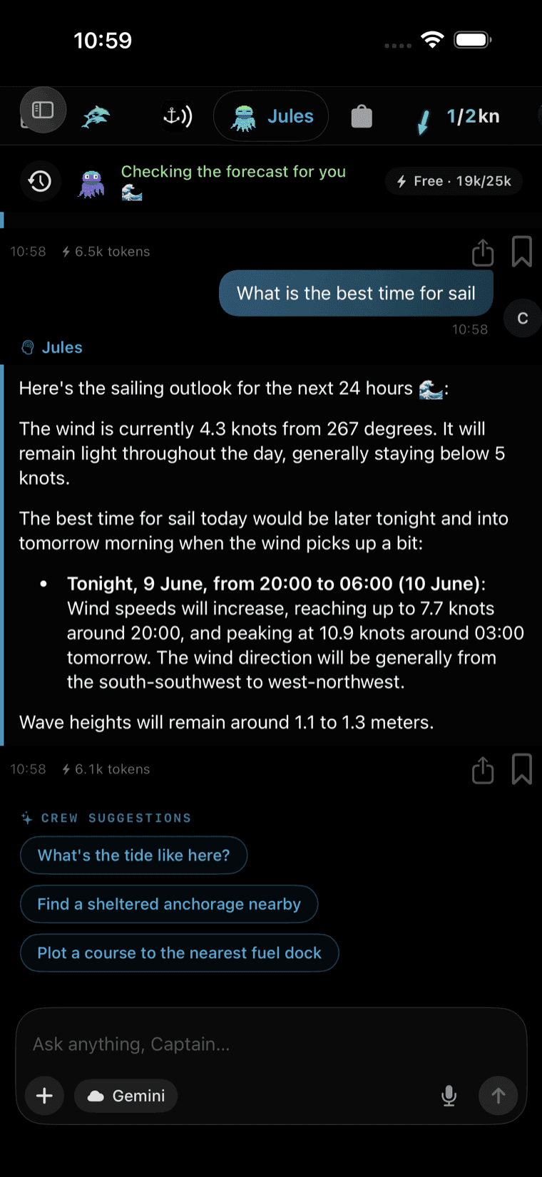 Jules answering a weather question