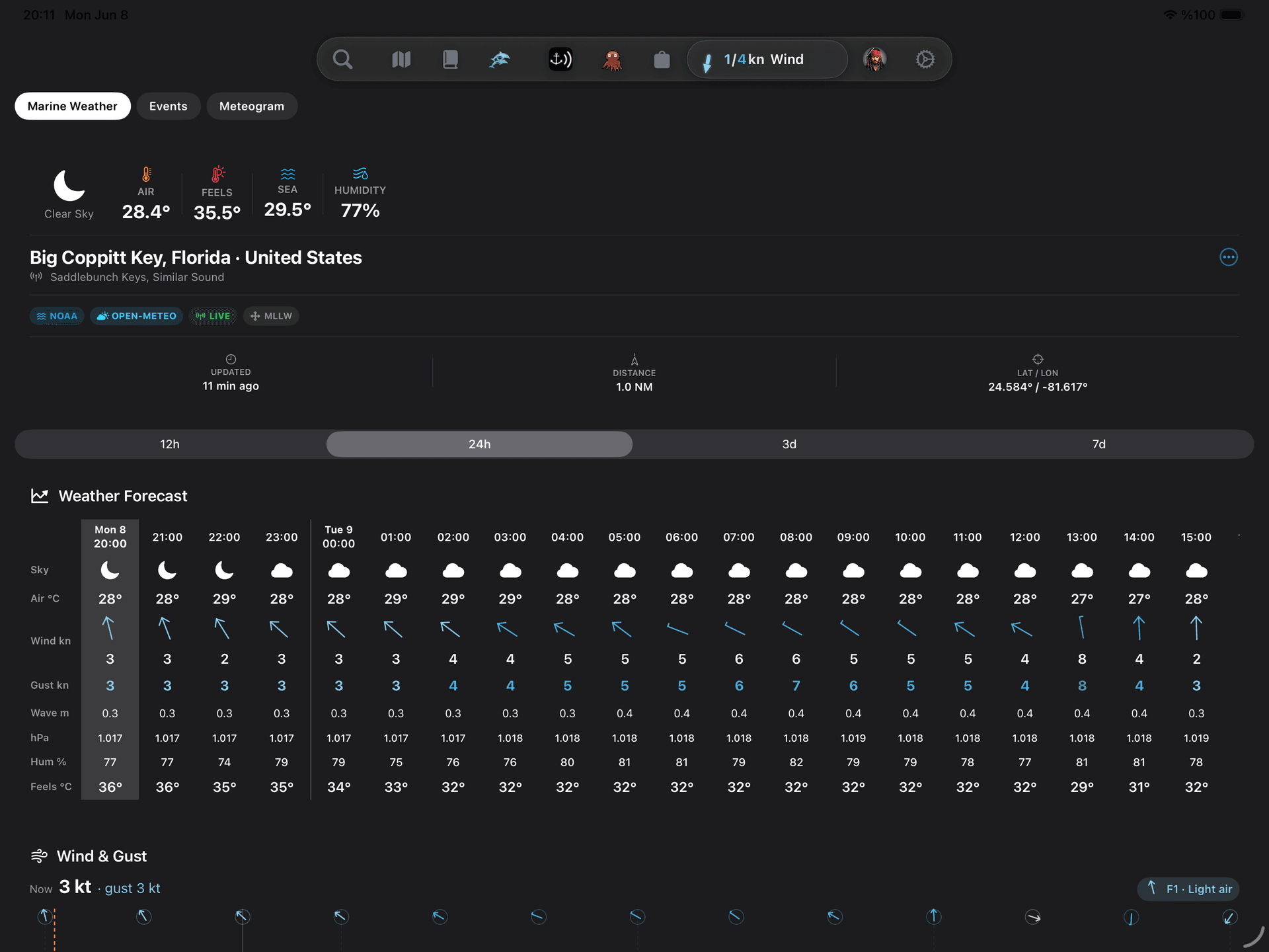 Marine weather screenshot