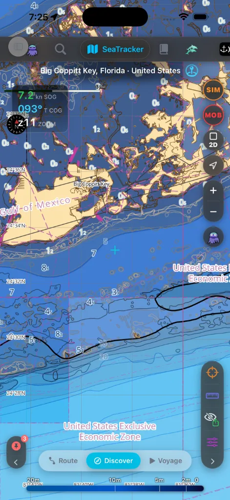 SeaTracker chart, Discover sub-mode